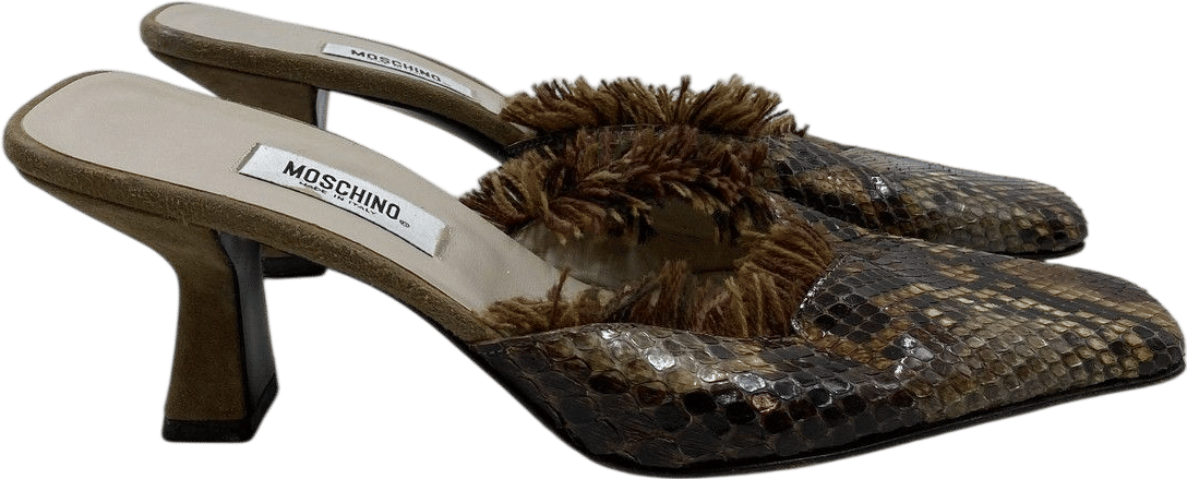 Moschino Brown Python Heeled Mules (US 5.5)
