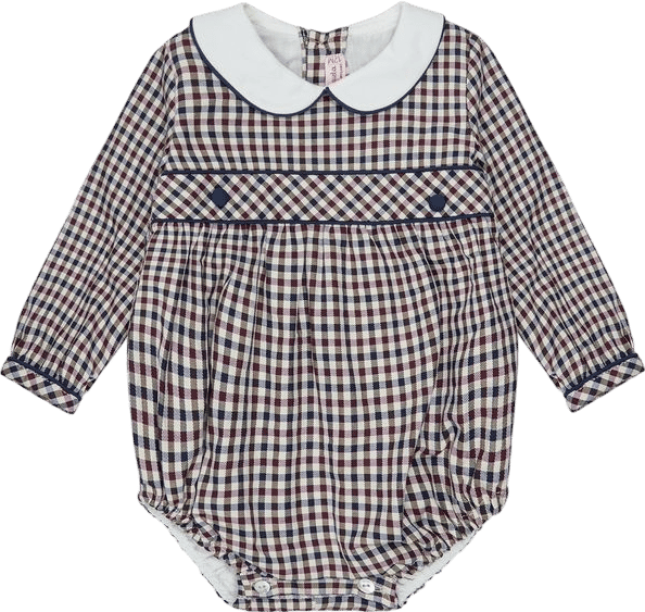 Burgundy Check Senna Baby Romper