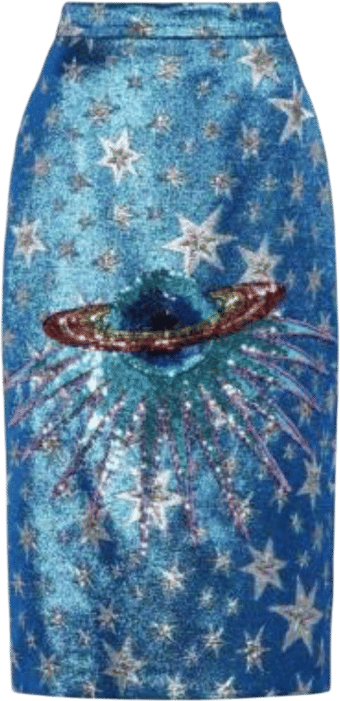 Gucci Blue Sequin Embellished Planet Pencil Skirt