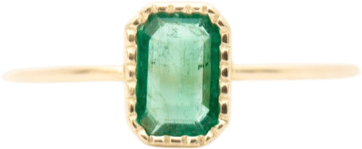 Emerald-Cut Green Emerald Wisp Ring