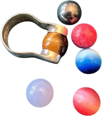 Silver Ring with Interchangeable Spheres