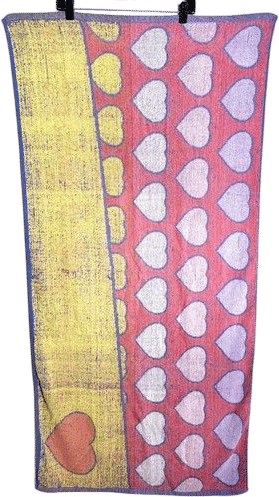 VTG Franco 80s 90s Hearts Colorful Bath Towel