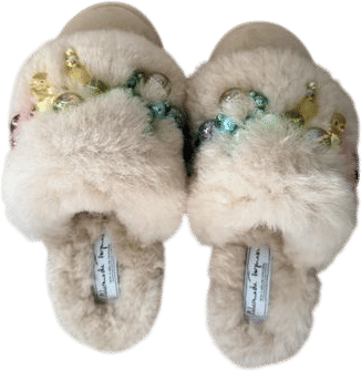 PINCTADA Vanilla Rainbow Shearling Mules