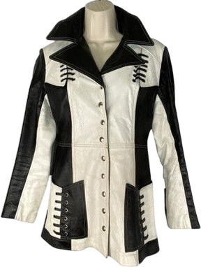 Vintage 1970s Black and White Leather Jacket