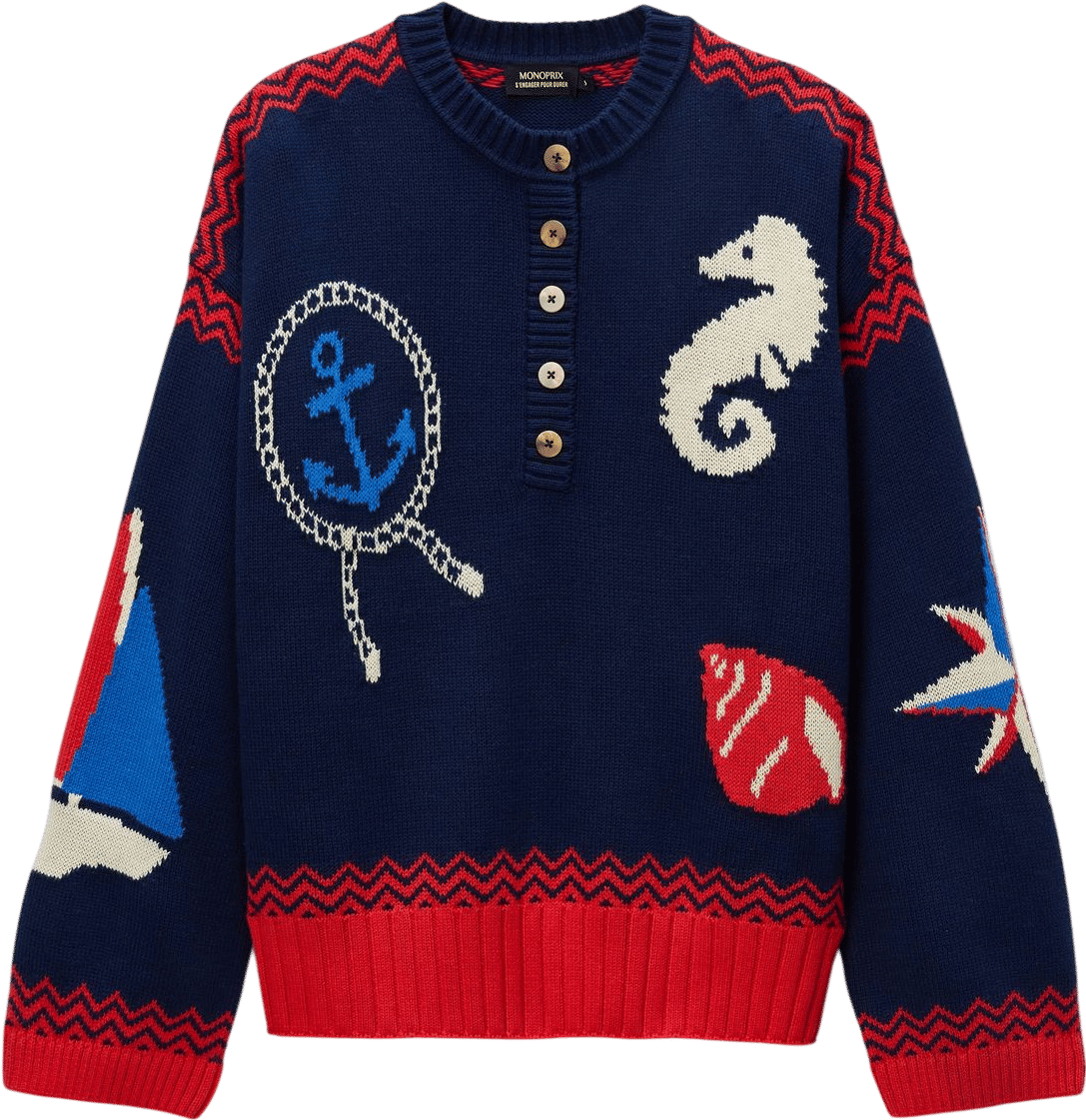 Monoprix Long-Sleeved Patterned Sweater