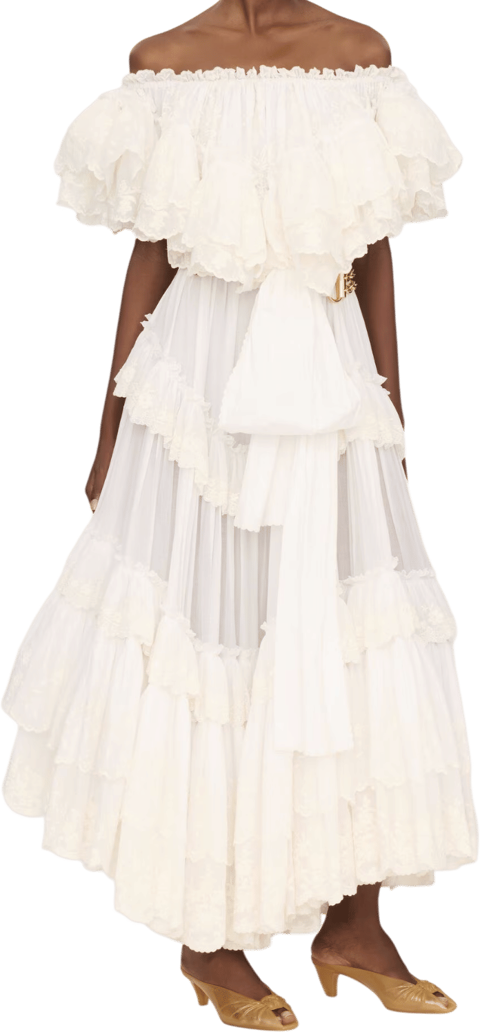 Long ruffled dress in cotton voile - Chloe