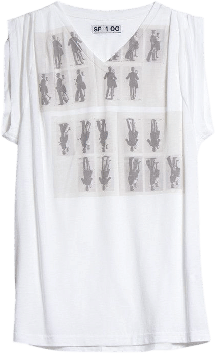 Pleated V-Neck T-Shirt