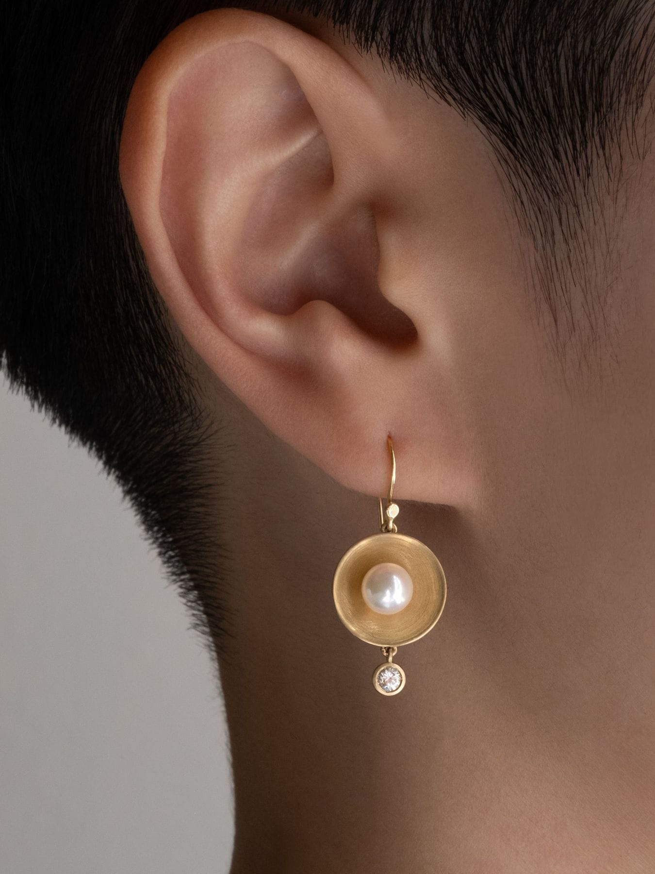 Concave pearl dangles made from heirloom pearl studs