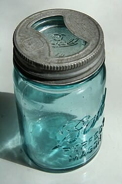 Mason jar and piece of paper