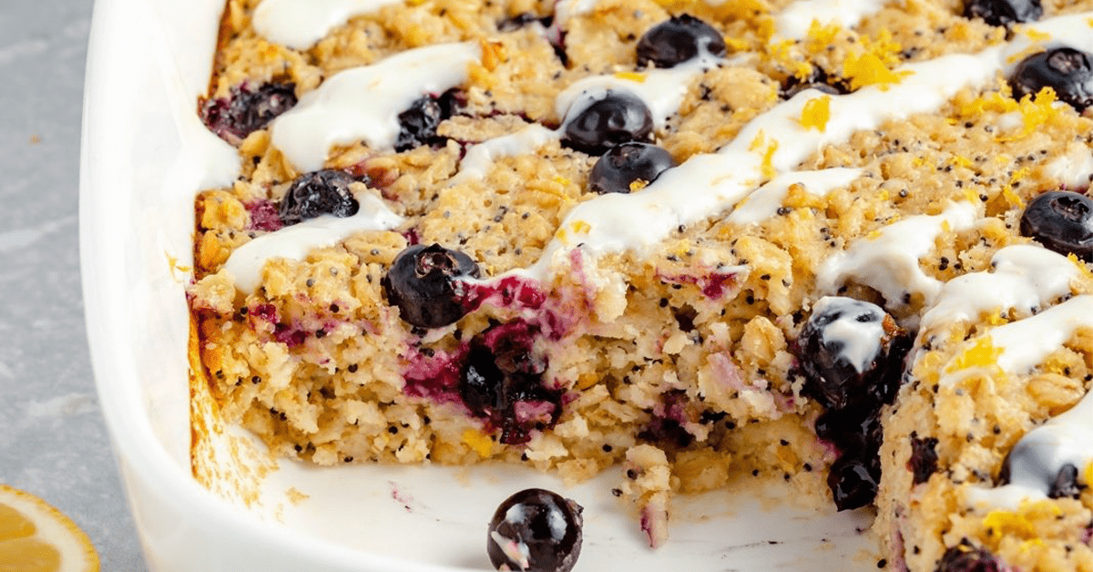 Lemon Blueberry Poppy Seed Baked Oatmeal Recipe