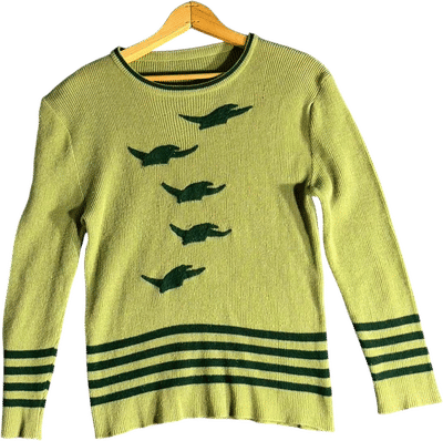 American Vintage Women's Green Crocodile Ribbed Jumper