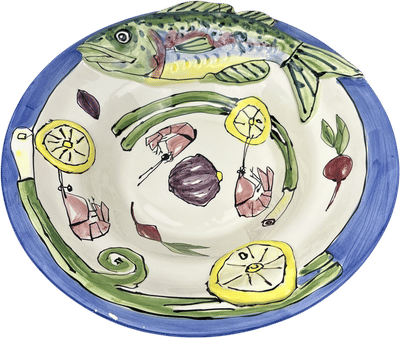 Vintage Hand-Painted Seafood Bowl