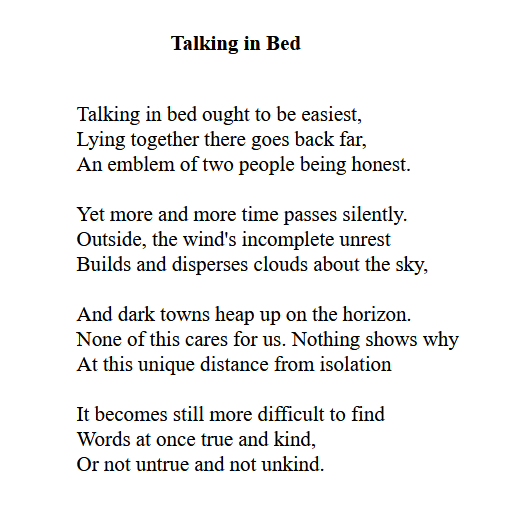 Larkin's Talking in Bed
