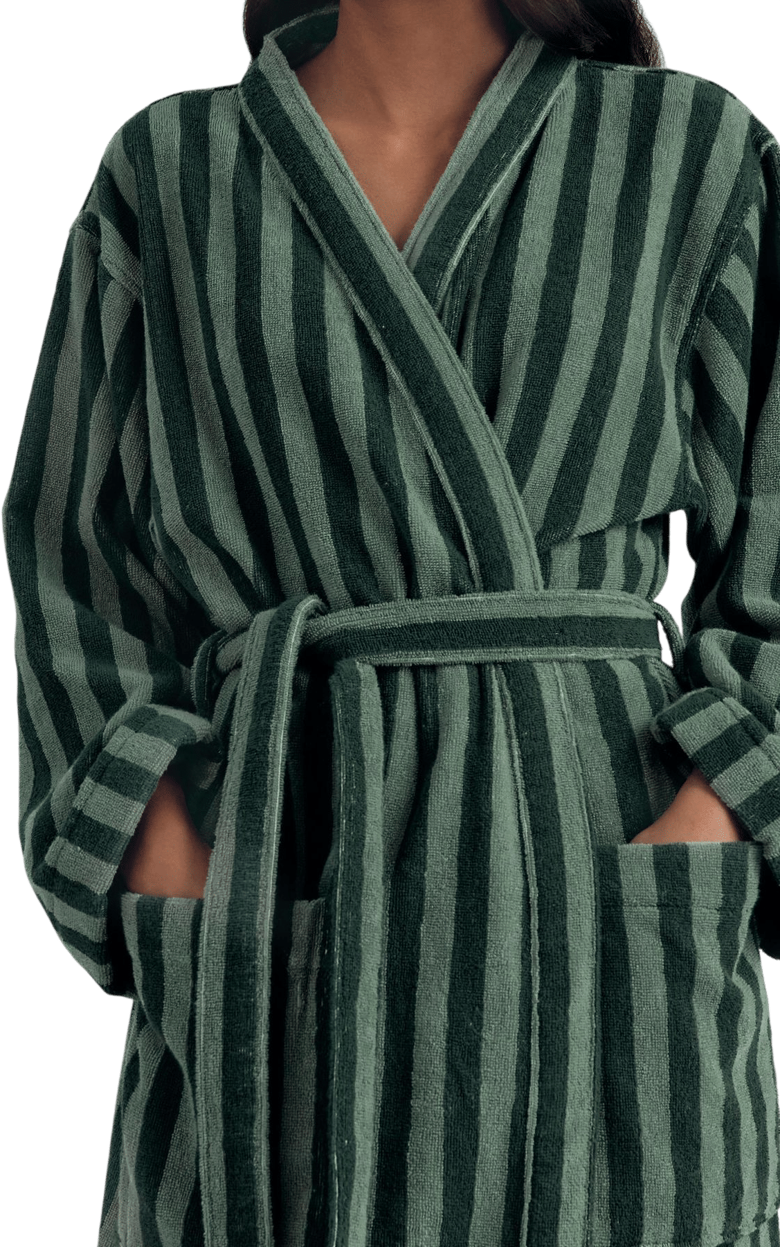 Pine Green Pembroke Stripe Cotton Robe