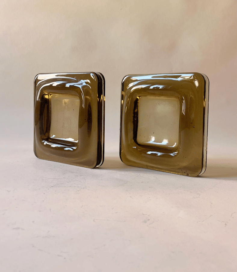 Vintage French Smokey Glass Ashtrays