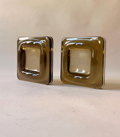 Vintage French Smokey Glass Ashtrays