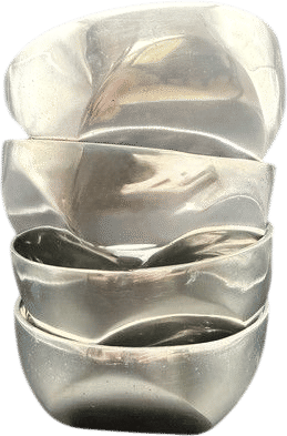 Vintage Pewter Serving Set-4 Bowls, 1 Tray, 1 Gravy Boat. Needs a polish!