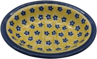 Polish Pottery Blue and Yellow Floral Soap Dish