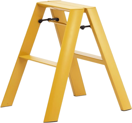 a yellow Hasagawa Lucano 2-step ladder