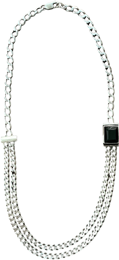 OOAK Obsidian Twin Chain
