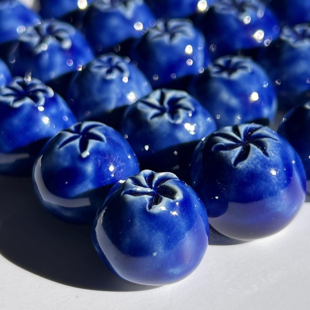 Handmade Blueberry Pottery Magnet