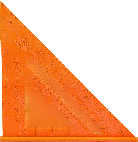 Swanson Tool Co T0118 8 inch Orange Composite Speedlite Speed Square Layout Tool, made of High Impact Polystyrene