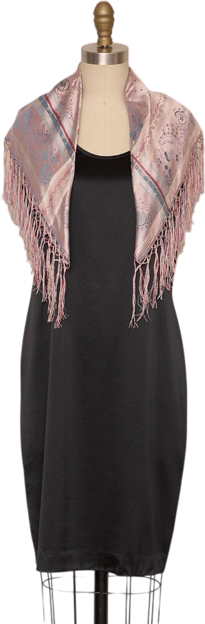 Light Pink Silk Fringe Scarf | Khata Space