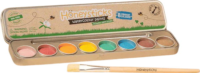 Honeysticks Natural Watercolor Paints, Food Grade Ingredients, 8 Colors