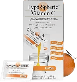 LivOn Laboratories Lypo–Spheric Liposomal Vitamin C 1000mg - No Sugar, Immune Support, Plant Based - Easy to Swallow, Absorbable - Non–GMO, Gluten Free (0.2 fl oz Individual 30 Packets)