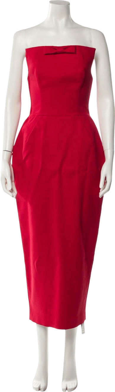 Helsa Strapless Midi Red Dress