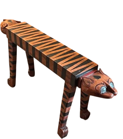 Folk Art Tiger Bench