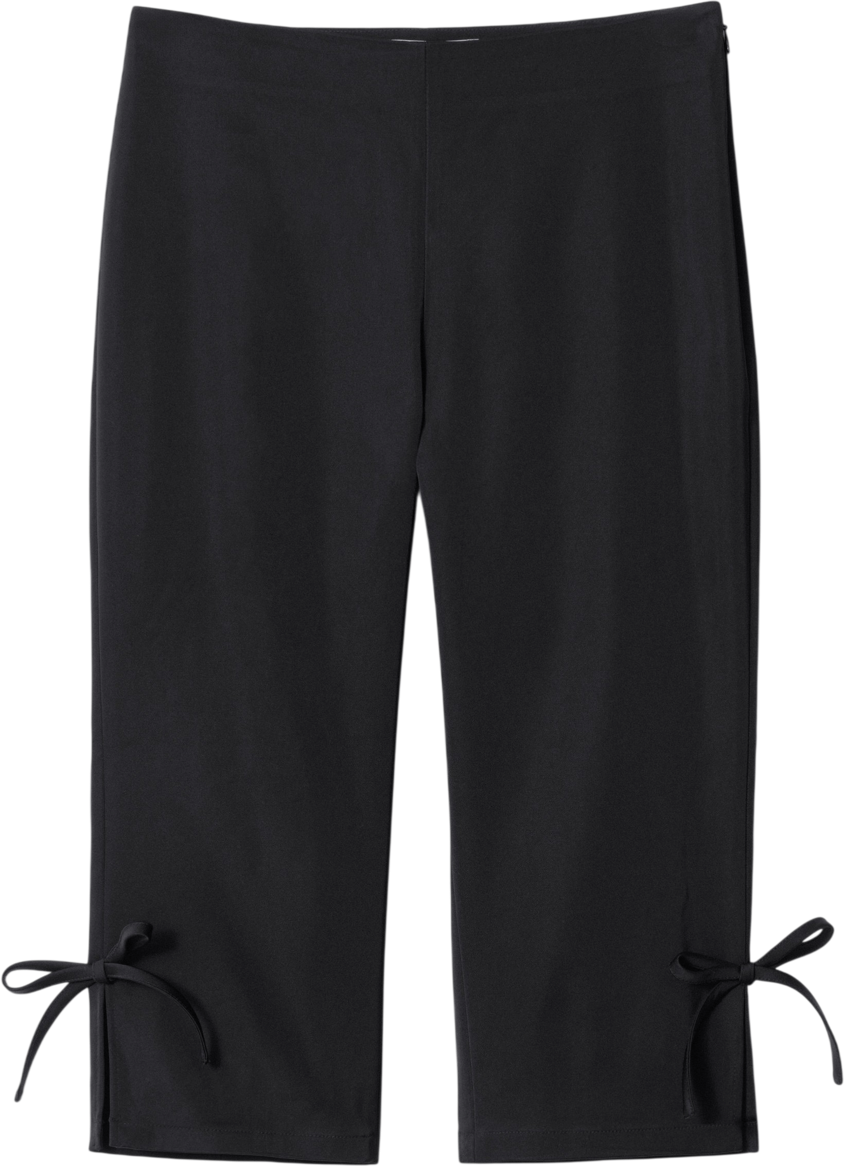 Ribbon-Detailed Capri Trousers - Black