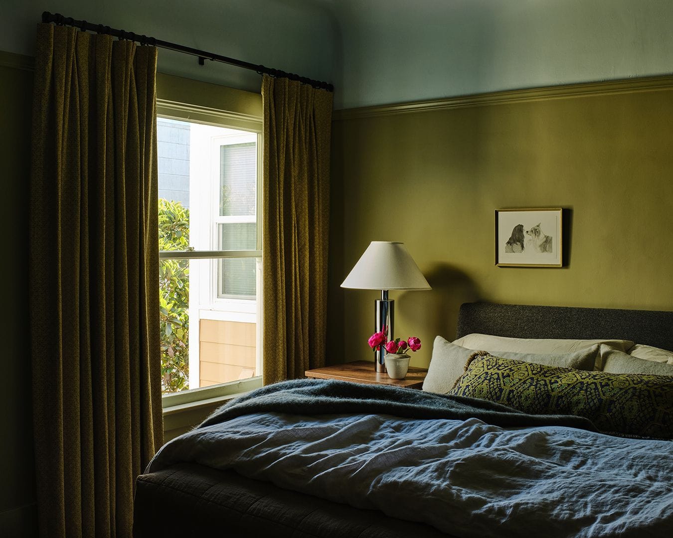 Color-Blocked Blue and Green Bedroom