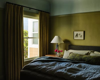 Color-Blocked Blue and Green Bedroom