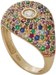 Charms Company Bonbon Ring 14K Yellow Gold Diamond Sapphire