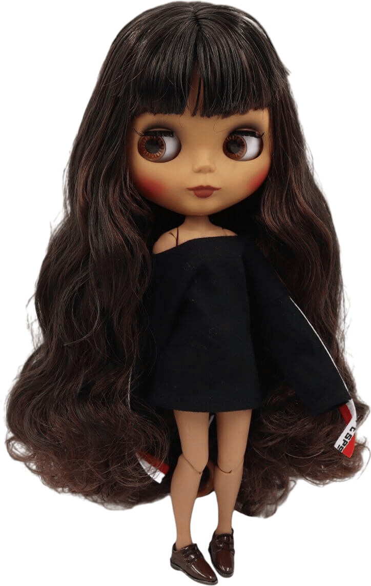 Natasha Custom Neo Blythe Doll (Brown Hair, Dark Skin)