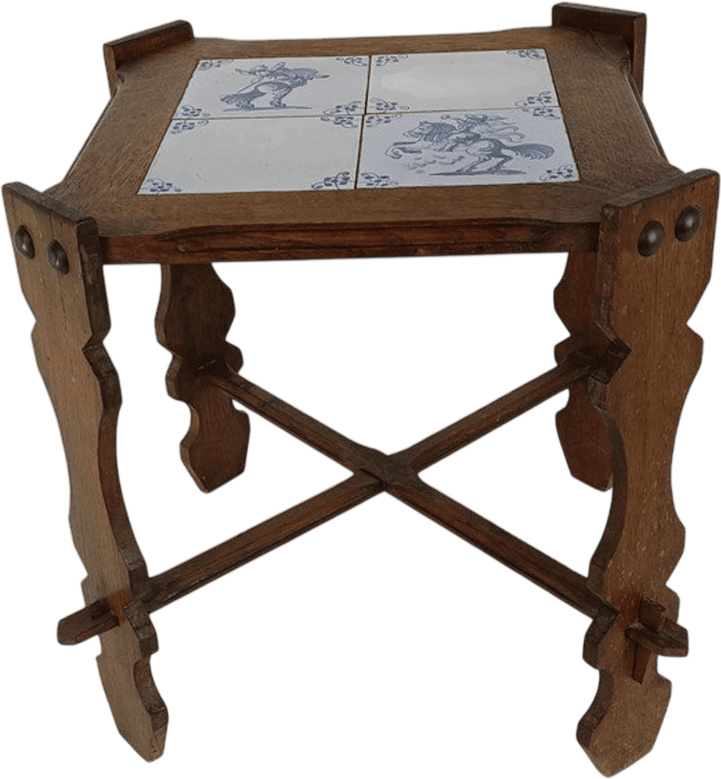 Antique Delft Tile Side Table
