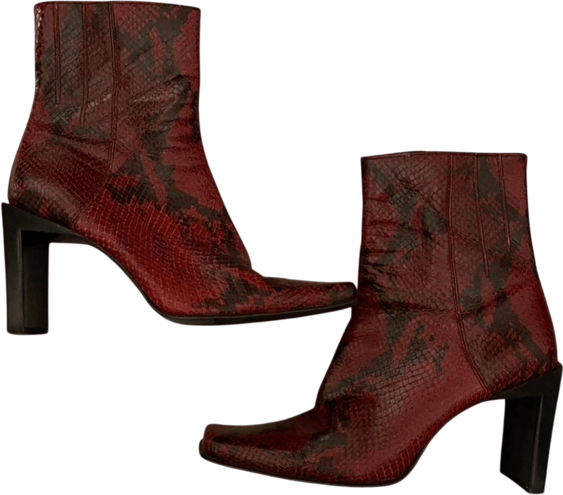 Vintage Nine West Red snakeskin boots