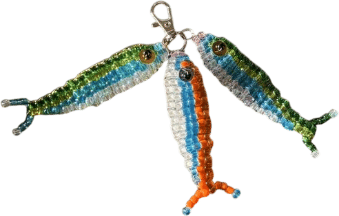 Beaded Sardine Fish Keychain