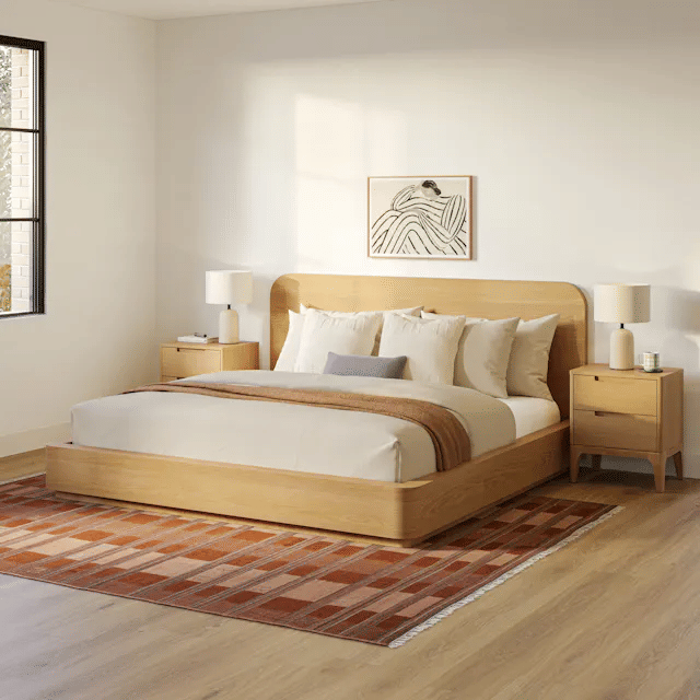 Maren Queen Bed - Natural Oak