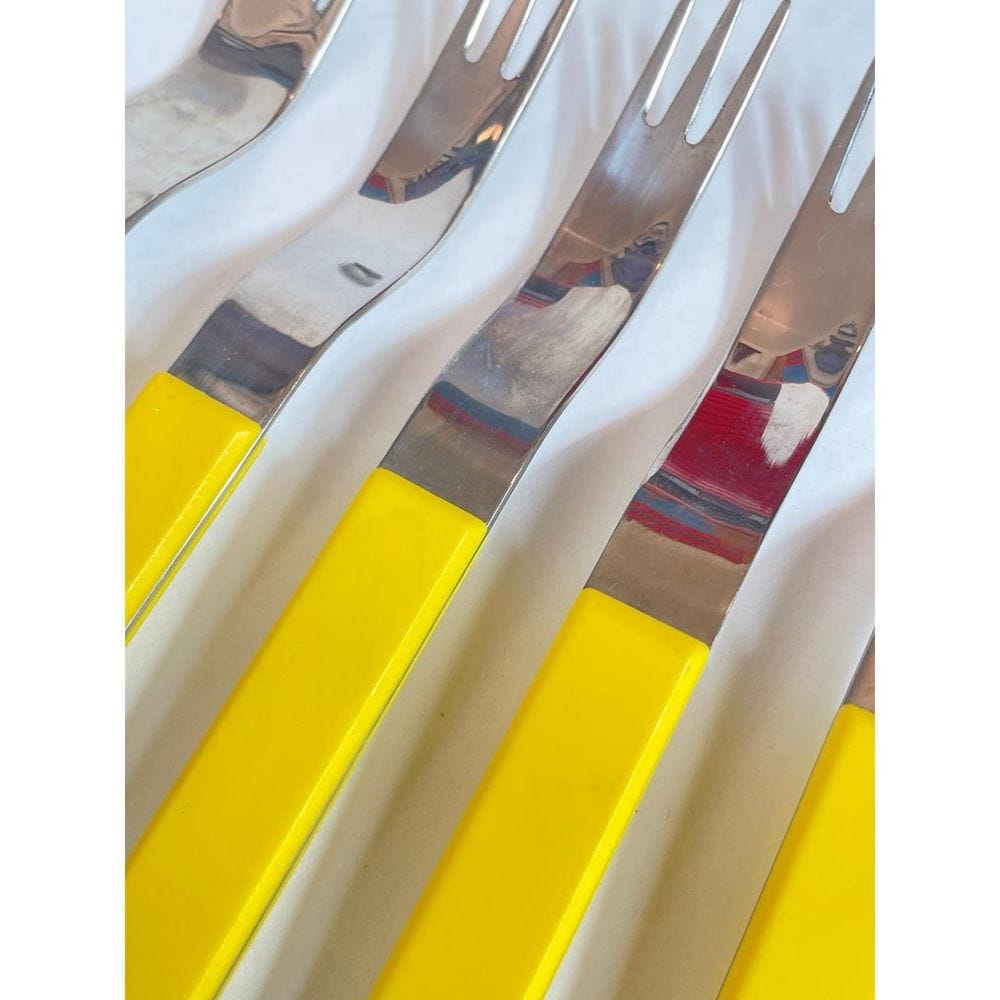 RARE Vintage Norway 18-8 Stainless Steel Appetizer Forks Yellow MCM Set of 5 - Etsy