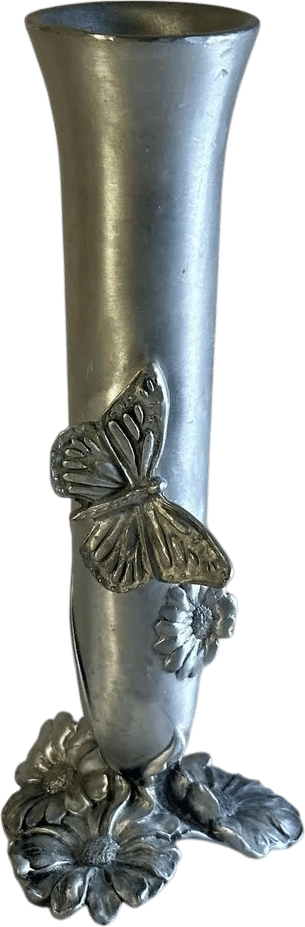 Pewter Vase with Butterflies and Flowers