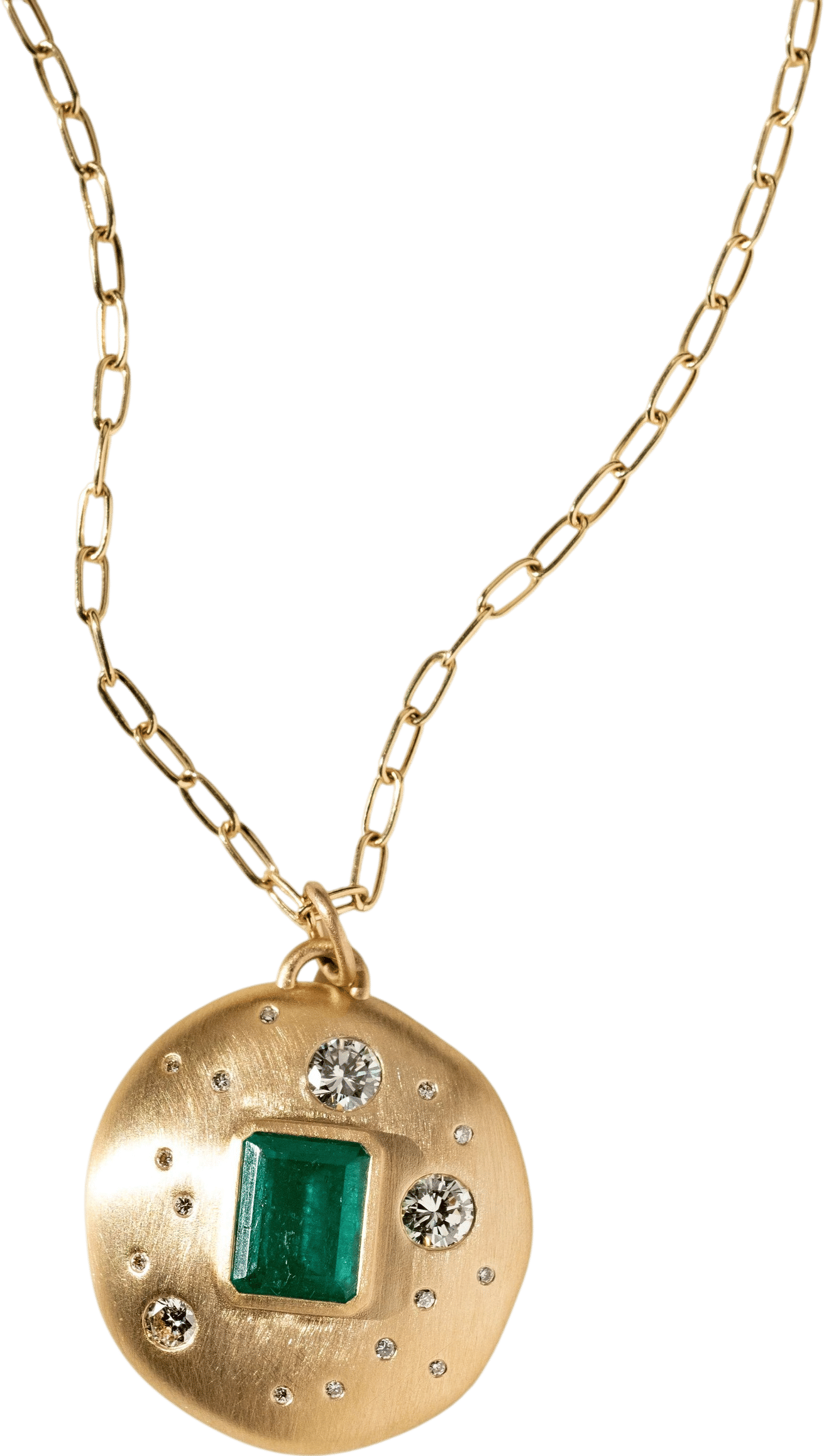Organic Pendant for Emily with Heirloom Diamonds and Emerald