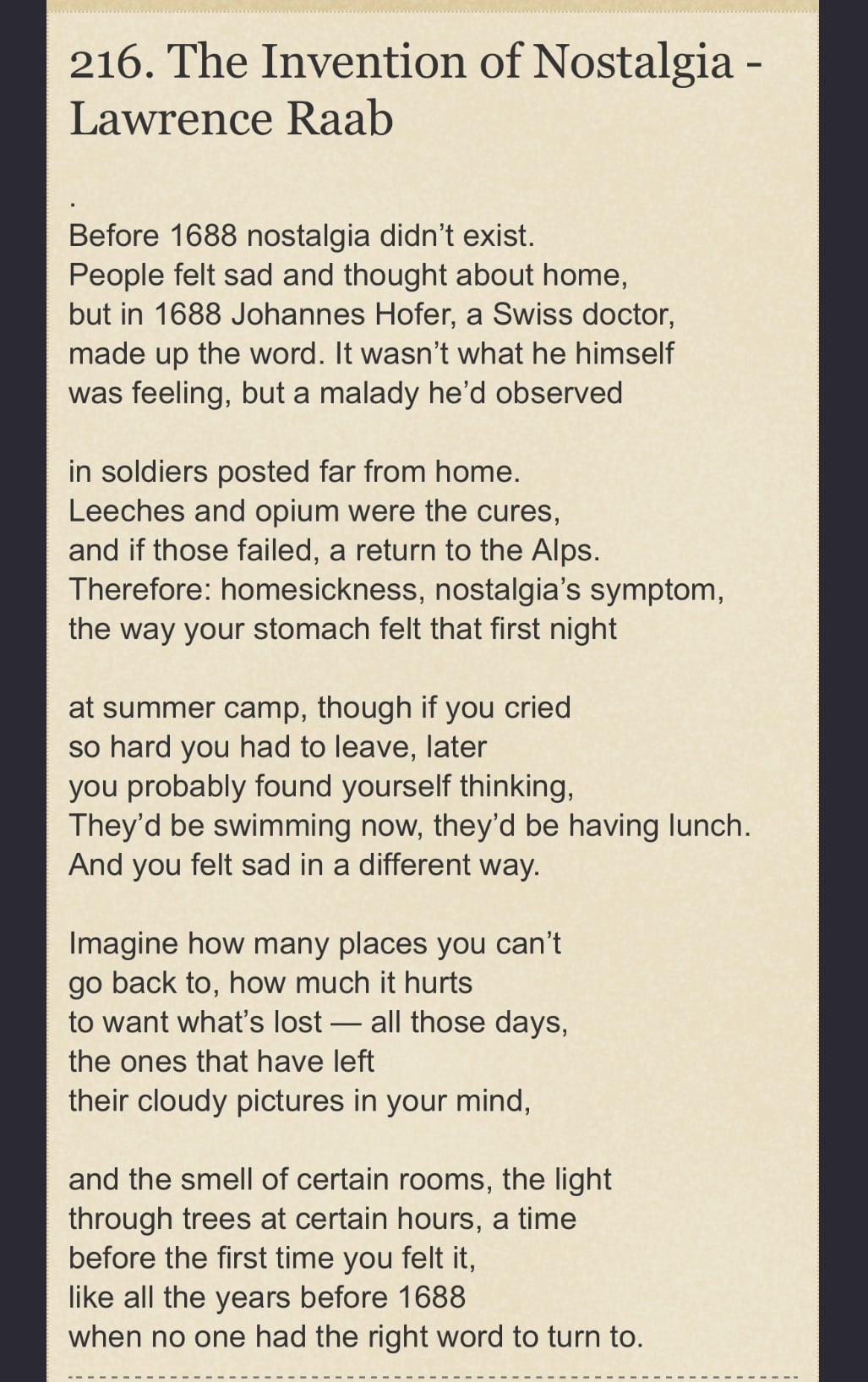 The Invention of Nostalgia