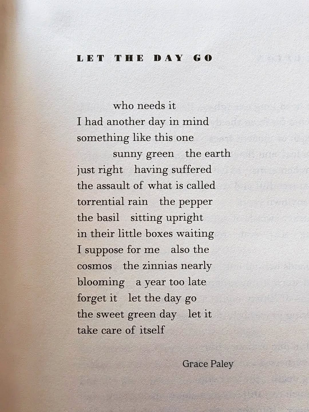 Let the Day Go  by Grace Paley