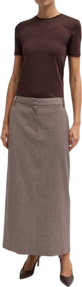 Tropical Wool Maxi Trouser Skirt