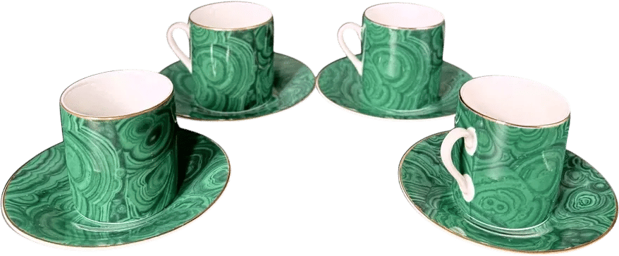 Neiman Marcus Malachite Green Demitasse Cup & Saucer Set