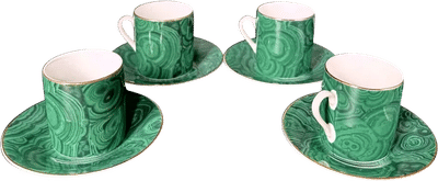 Neiman Marcus Malachite Green Demitasse Cup & Saucer Set