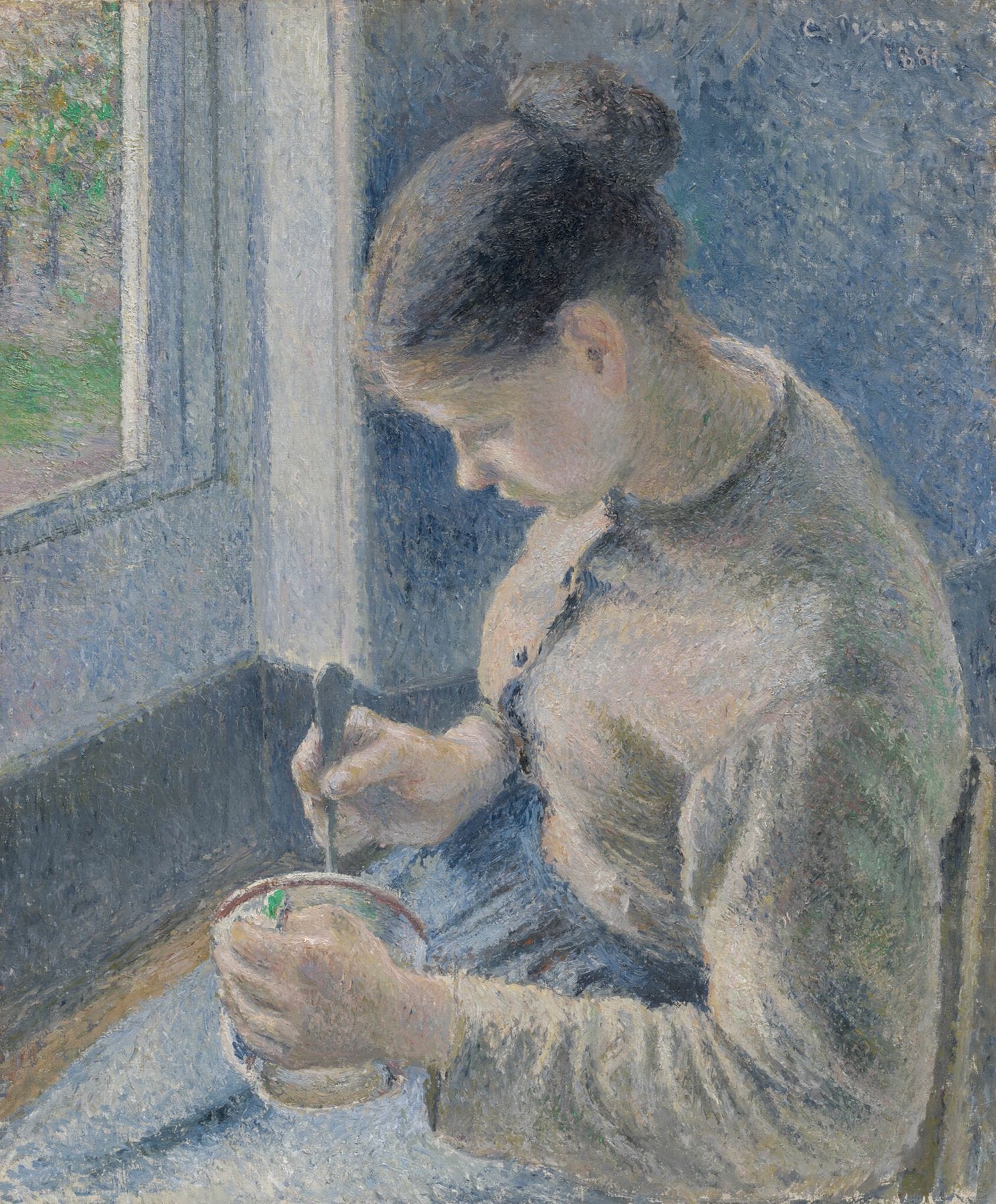 Young Peasant Having Her Coffee by Camille Pissaro