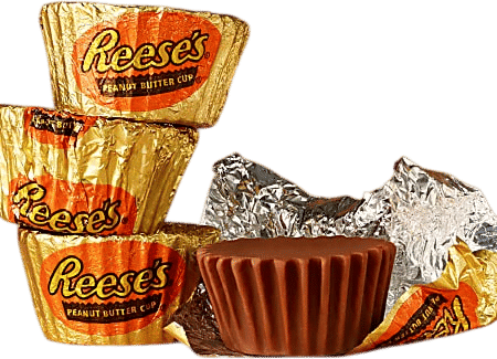 two peanut butter cups (sometimes  mixed with a melted marshmallow)